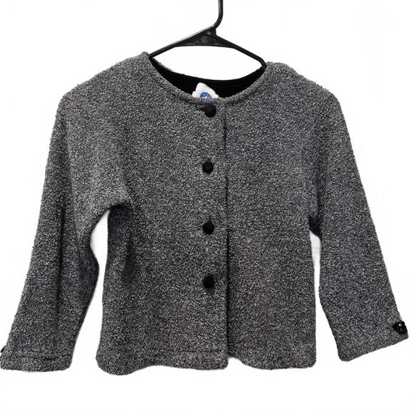 Women's Gray Textured Button-Up Sweater Jacket - Picture 1 of 6